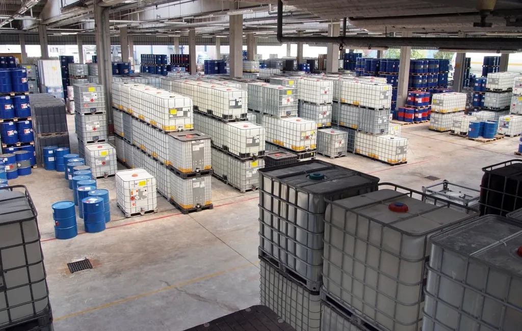 Palletised stock in a warehouse